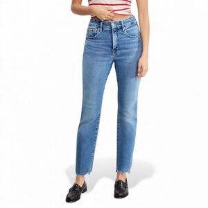 Good American Mid-Wash Straight Leg Jeans